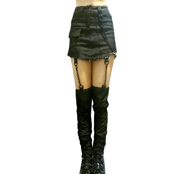 Dolls Kill Dresses & Skirts - Darker Wavs Goth Emo Dark Wave Chained Mini Skirt XS, S, M